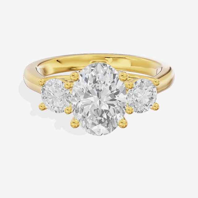 Petite Selenia Three Stone Oval Engagement Ring (1/3 ct. tw.) in 14K Yellow Gold