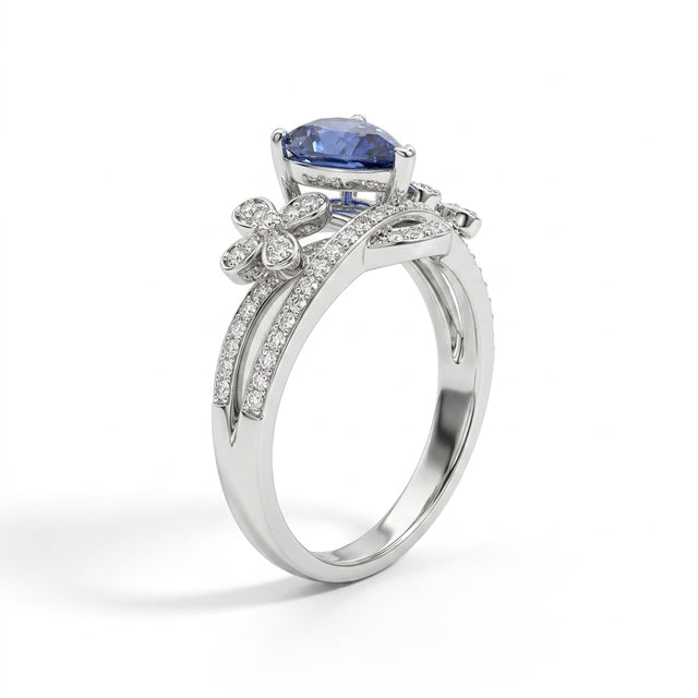 Cluster Twist Pear Engagement Ring (2.11 ct. tw.) in 18K White Gold