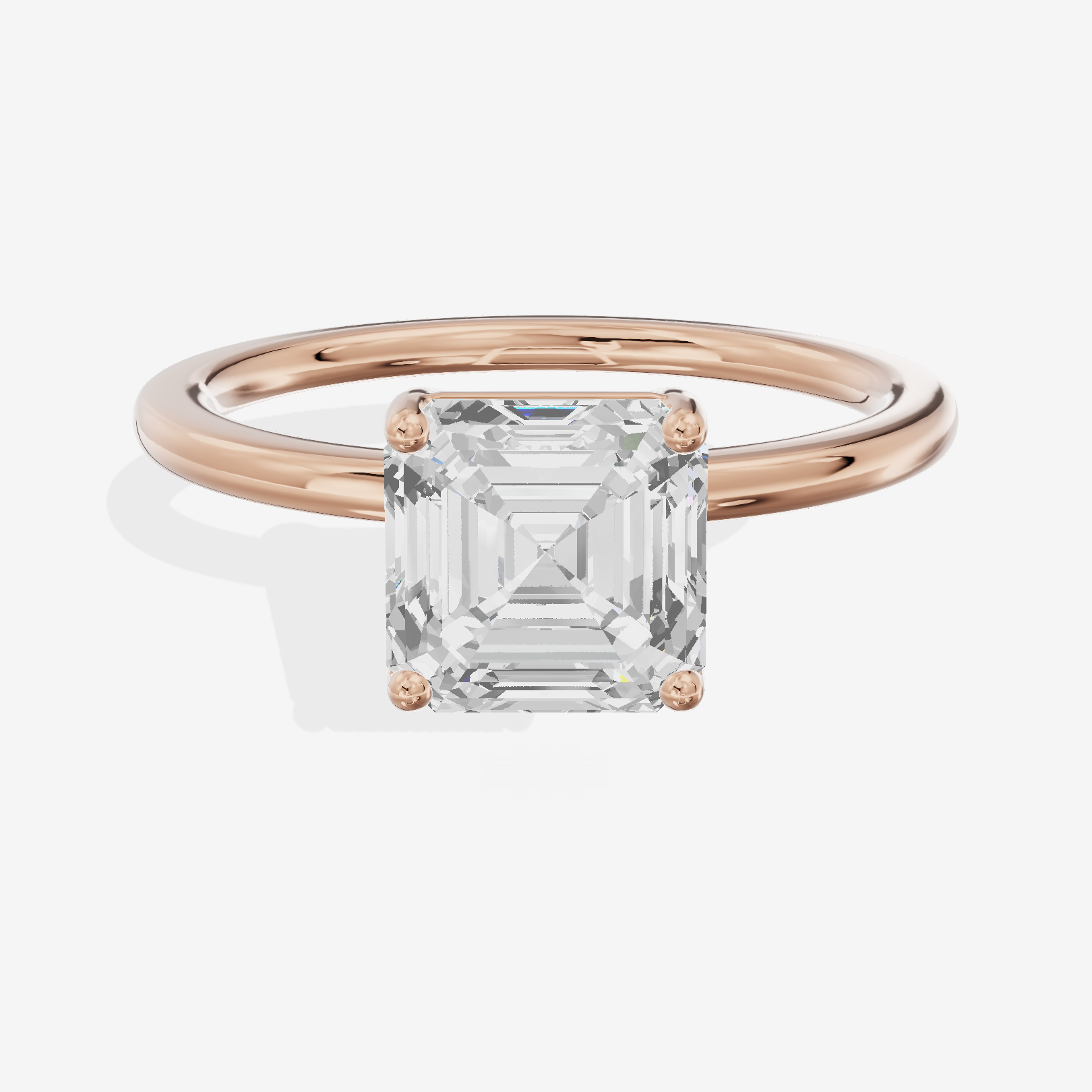 Selenia Solitaire 1.5mm Asscher Engagement Ring in 14K Rose Gold