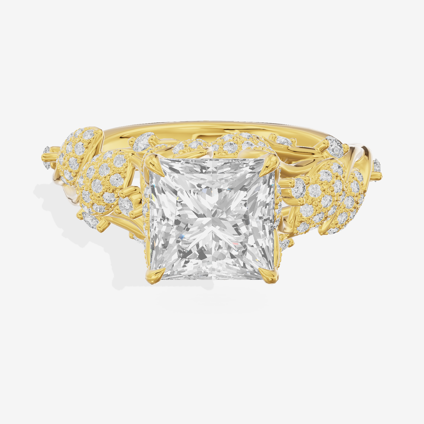 Luxe Eversince Princess Engagement Ring with Side Stones (1/2 ct. tw.) in 14K Yellow Gold