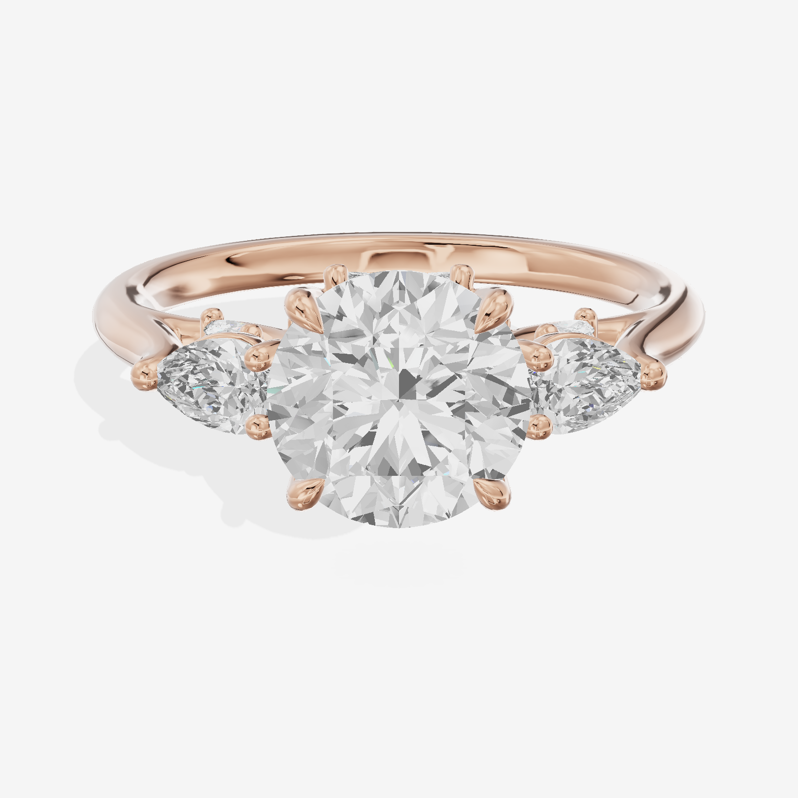 Classic Vowsae Three Stone Round Engagement Ring (3/5 ct. tw.) in 18K Rose Gold