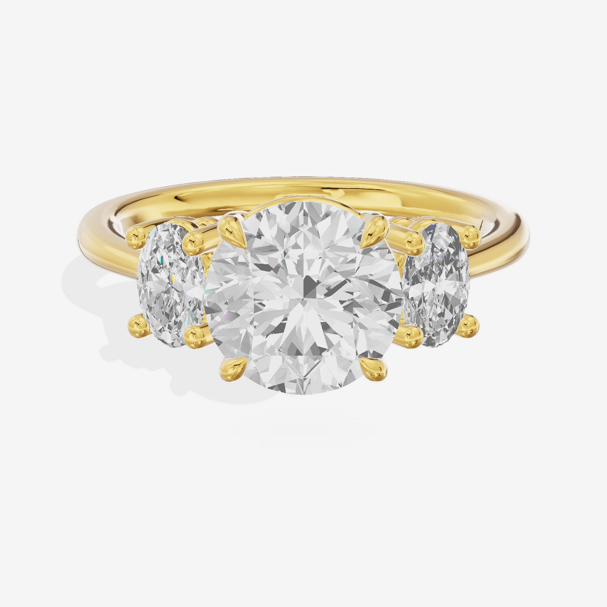 Modern Coeurine Three Stone Round Engagement Ring (1/2 ct. tw.) in 18K Yellow Gold