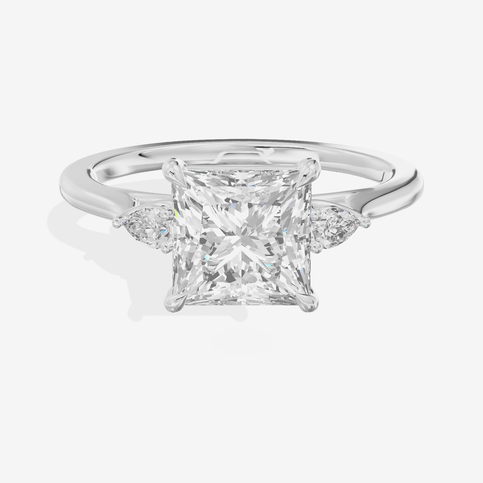 Royal Sincere Three Stone Princess Engagement Ring (2/3 ct. tw.) in 18K White Gold