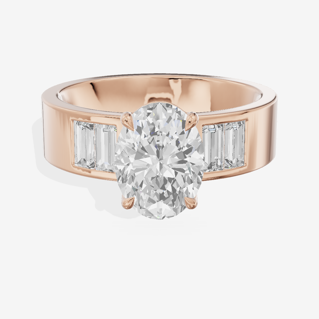 Grand Sincere Oval Engagement Ring with Side Stones (3/5 ct. tw.) in 18K Rose Gold