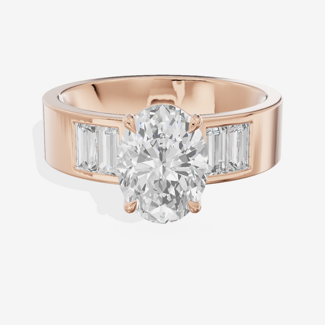 Grand Sincere Oval Engagement Ring with Side Stones (3/5 ct. tw.) in 18K Rose Gold
