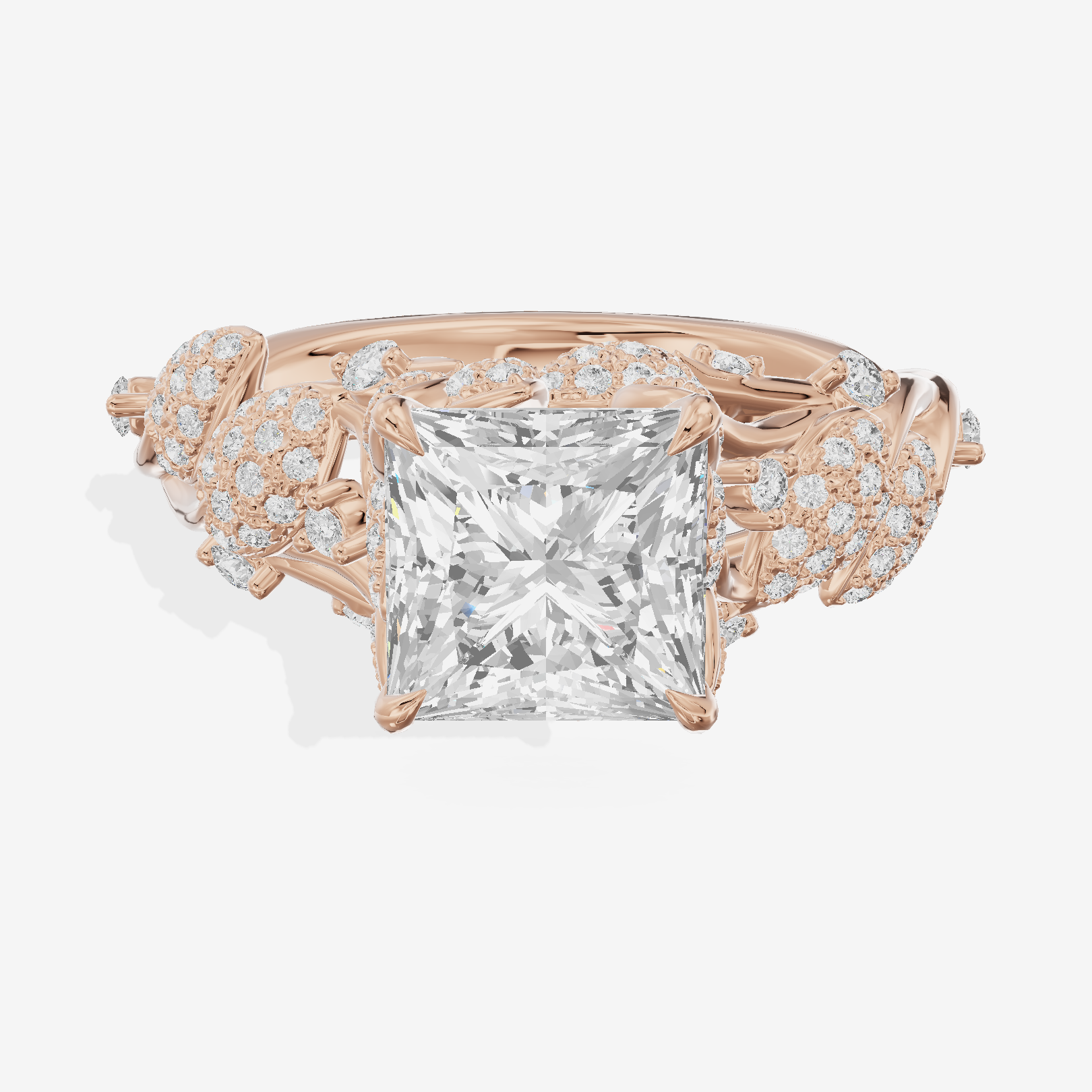 Modern Linger Princess Engagement Ring with Side Stones (3/4 ct. tw.) in 18K Rose Gold