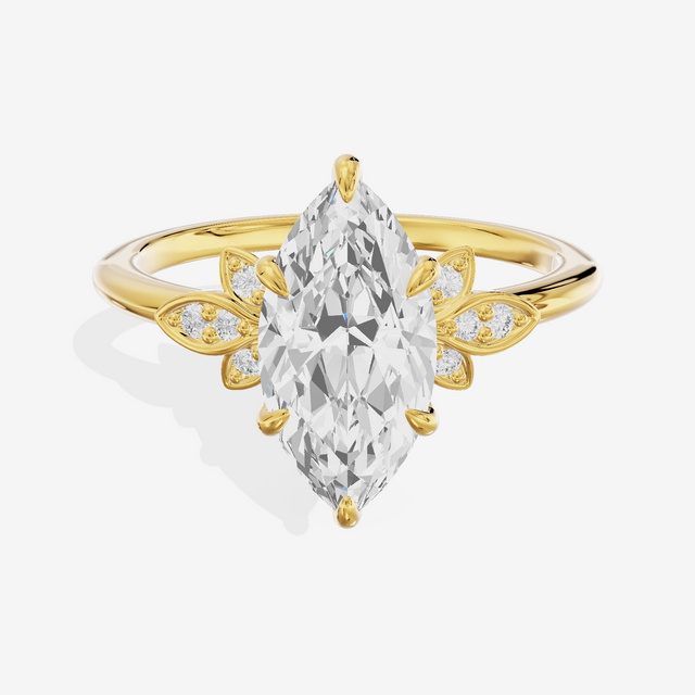 Trellise Marquise Engagement Ring with Side Stones (1/20 ct. tw.) in 18K Yellow Gold
