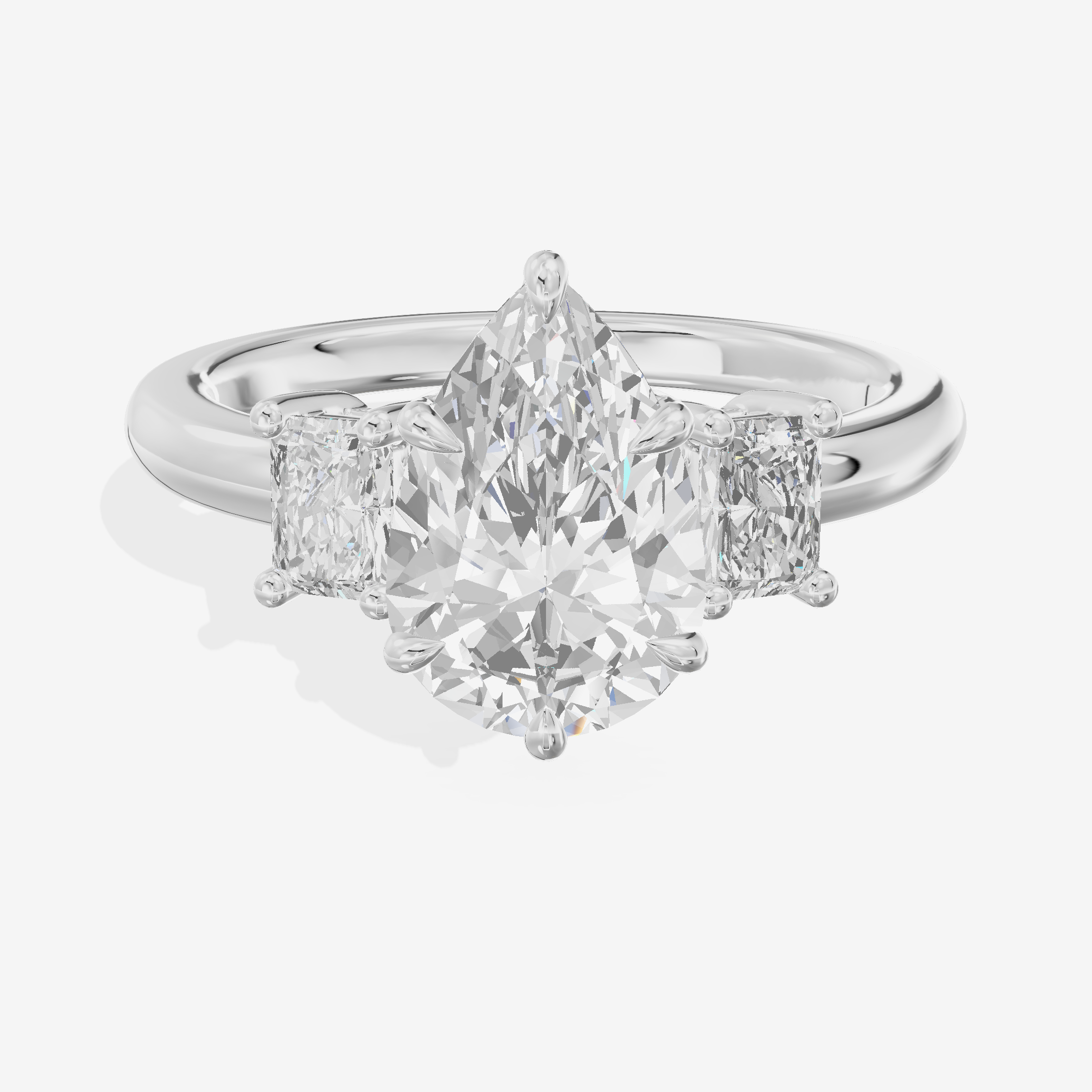 Grand Coeurine Three Stone Pear Engagement Ring (3/8 ct. tw.) in Platinum
