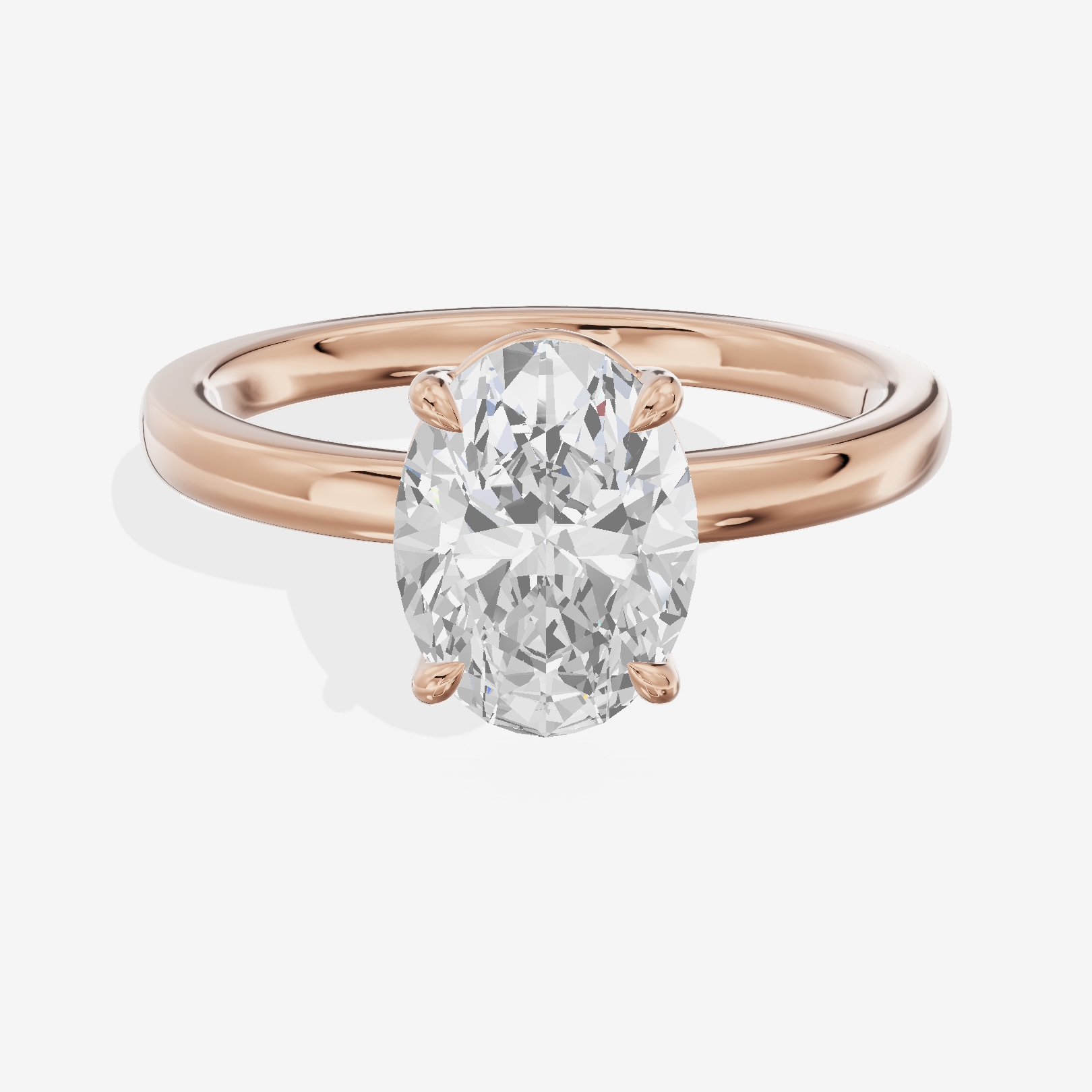 Heartline 2mm Oval Solitaire Engagement Ring in 14K Rose Gold