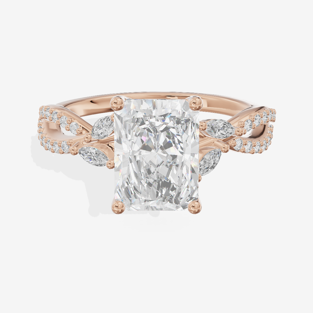 Luxe Domeline 1.5mm Radiant Solitaire Engagement Ring (1/8 ct. tw.) in 18K Rose Gold