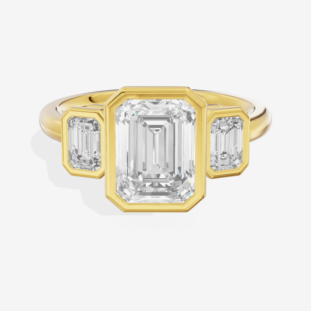 Selenia Three Stone Emerald Engagement Ring (1/2 ct. tw.) in 18K Yellow Gold