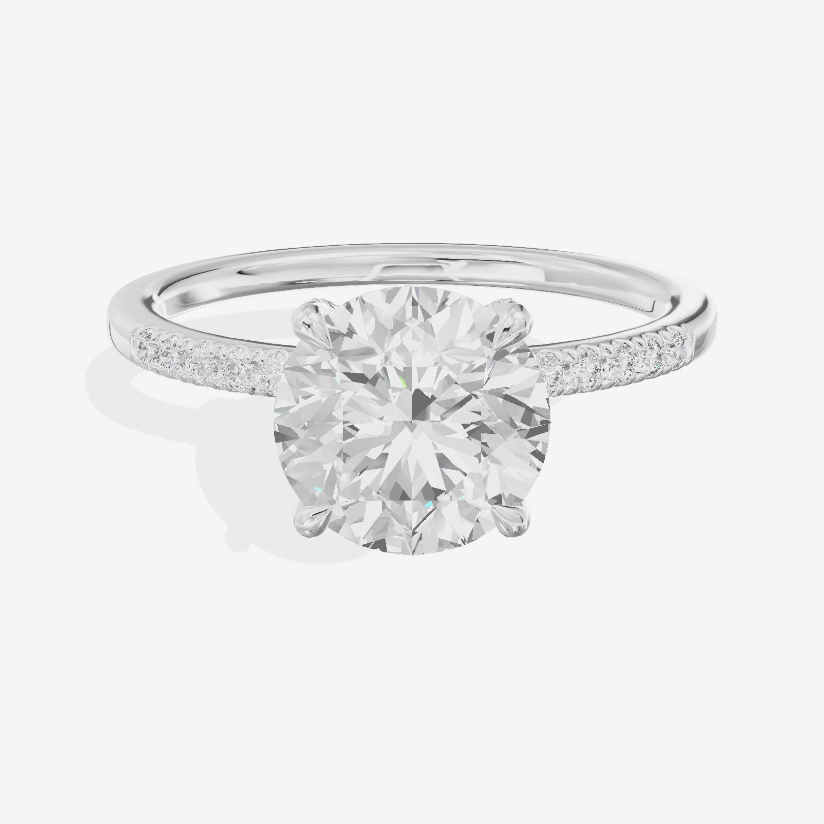 Twine Vine Vine Round Engagement Ring with Side Stones (3/5 ct. tw.) in 18K White Gold