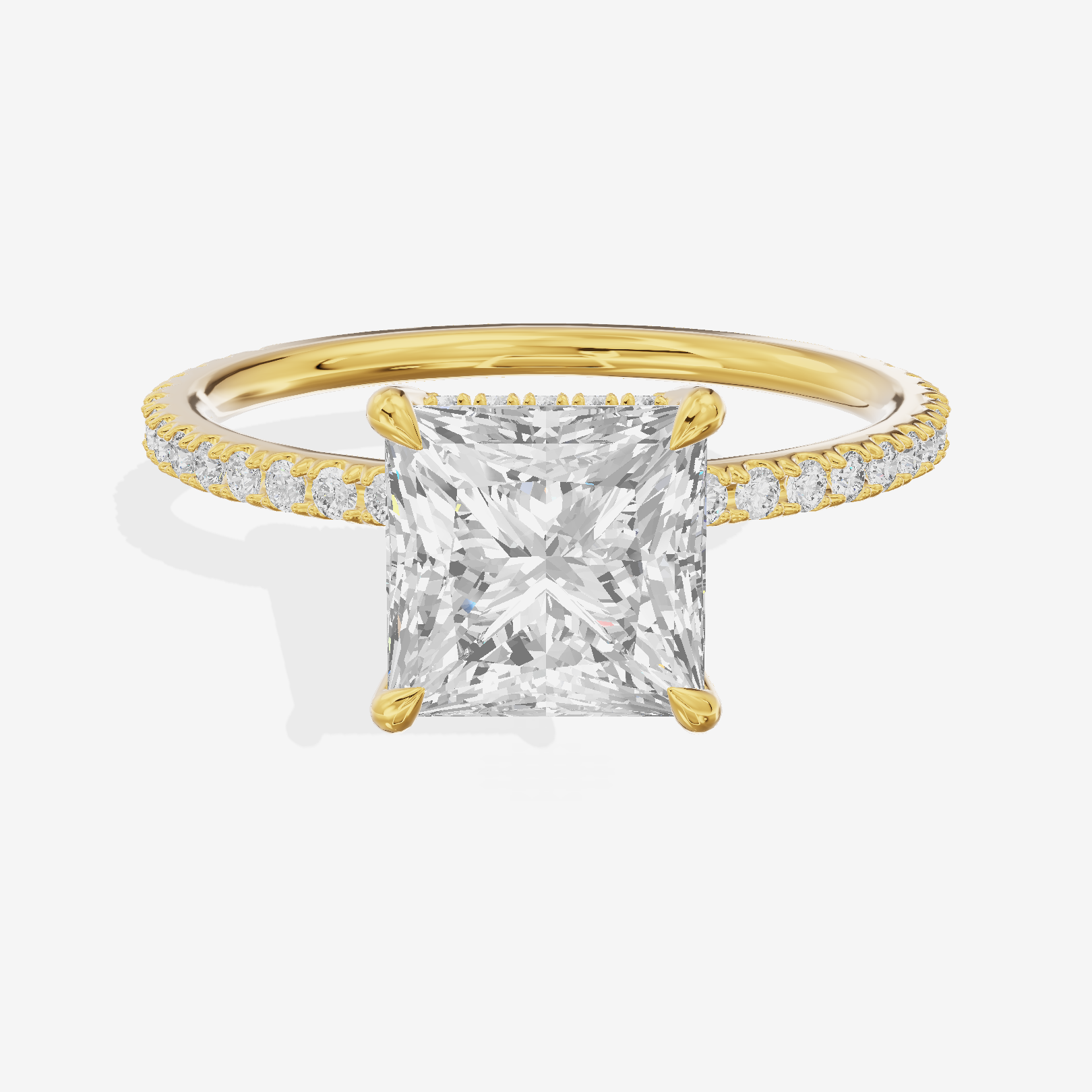 Promezza Pavé Princess Engagement Ring (1/4 ct. tw.) in 14K Yellow Gold