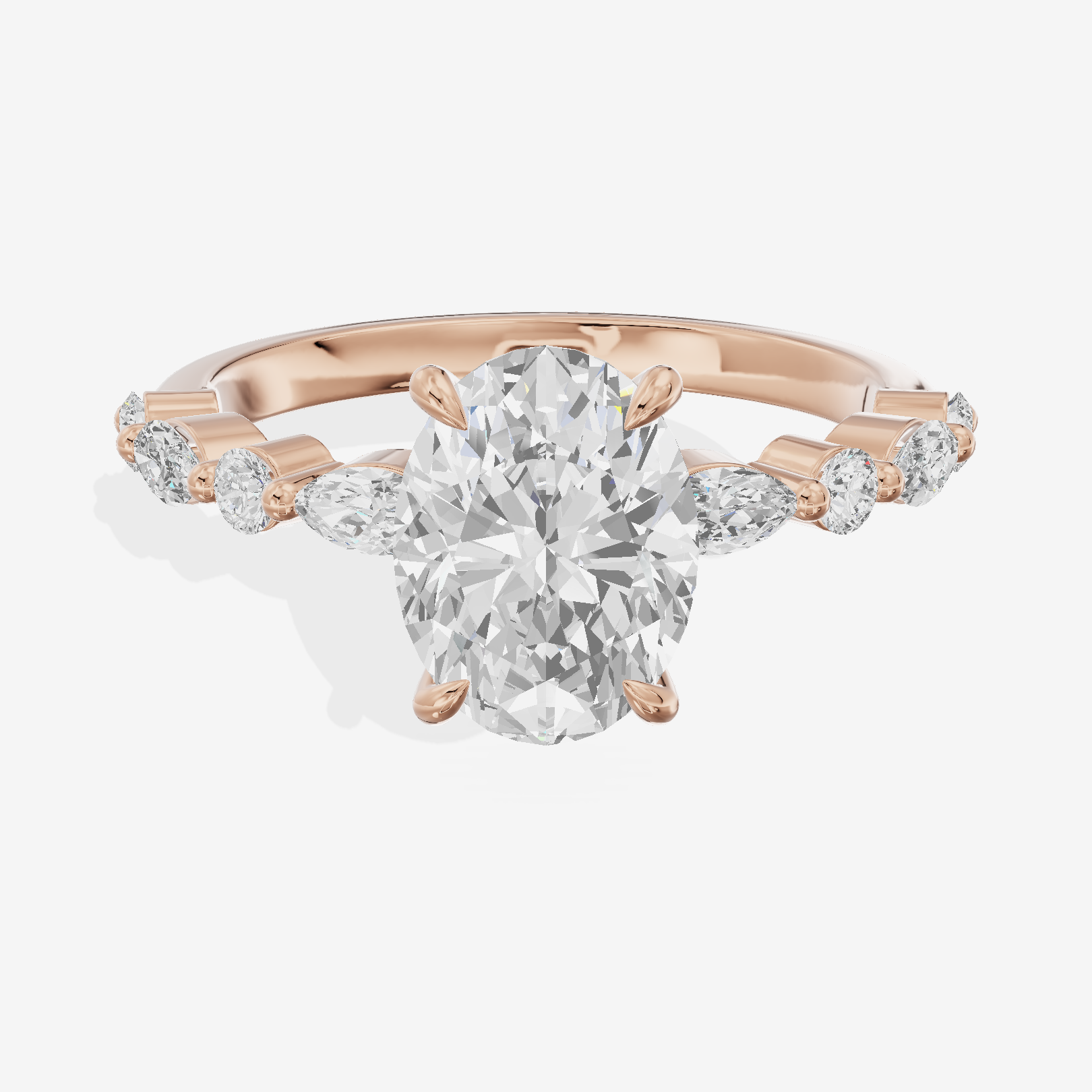 Vintage Selenia Oval Engagement Ring with Side Stones (1/4 ct. tw.) in 14K Rose Gold