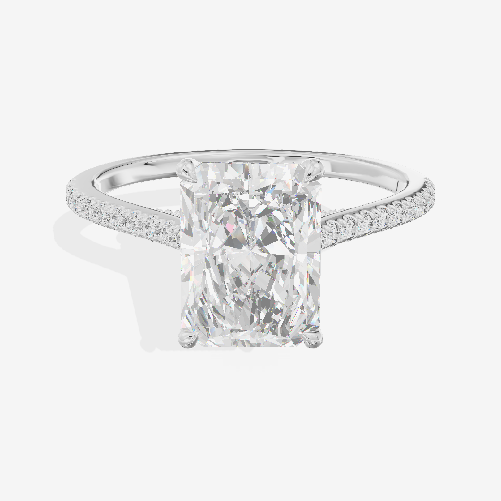 Grand Tender Radiant Engagement Ring with Side Stones (1/8 ct. tw.) in Platinum