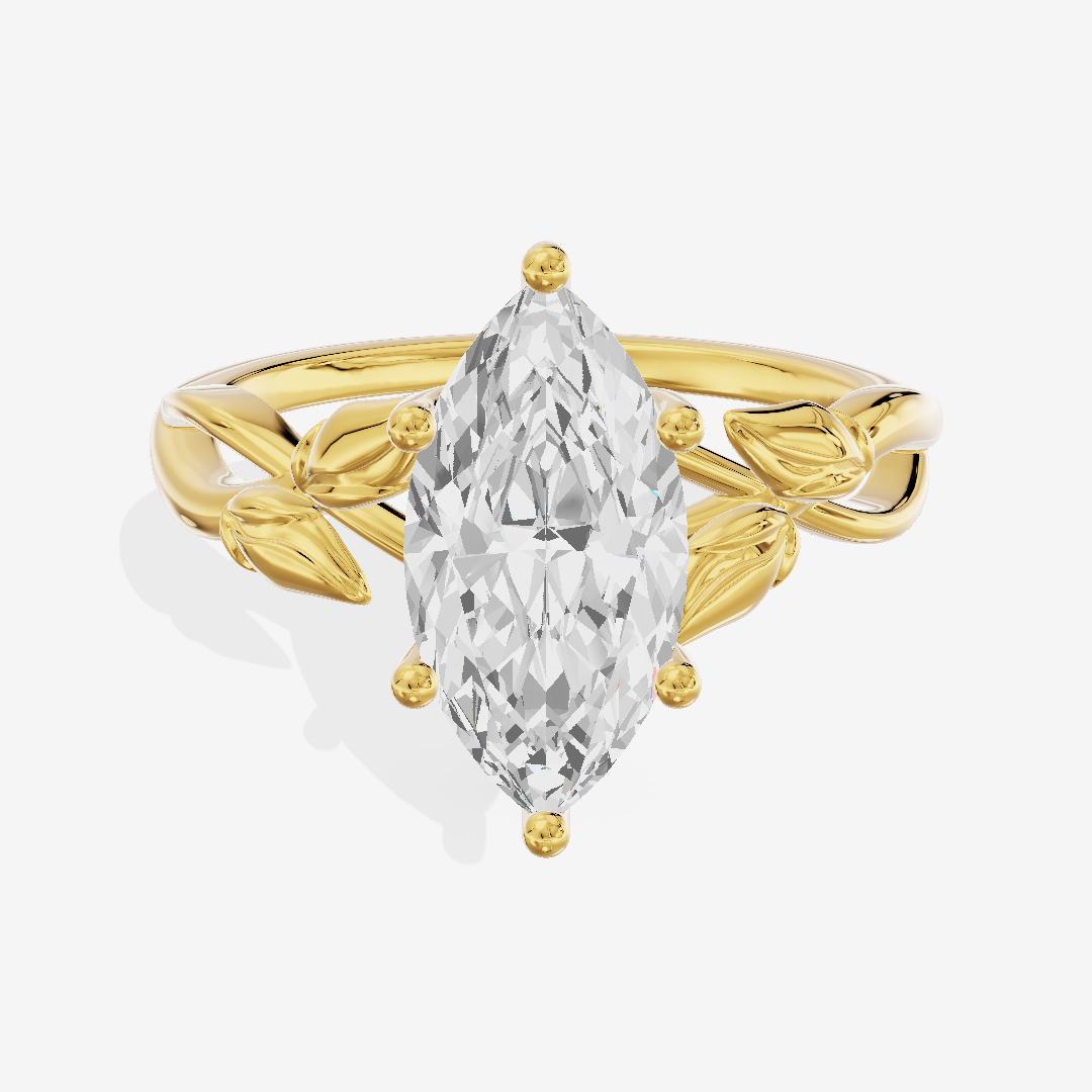 Sealed Vowsae 2.5mm Marquise Solitaire Engagement Ring in 14K Yellow Gold