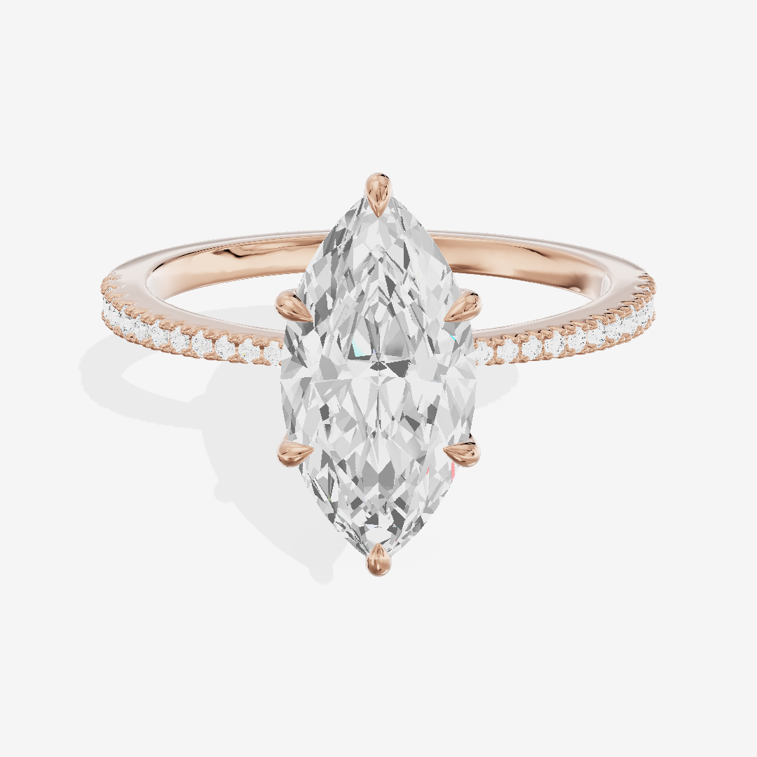 Grand Tender Marquise Engagement Ring with Side Stones (1/8 ct. tw.) in 14K Rose Gold