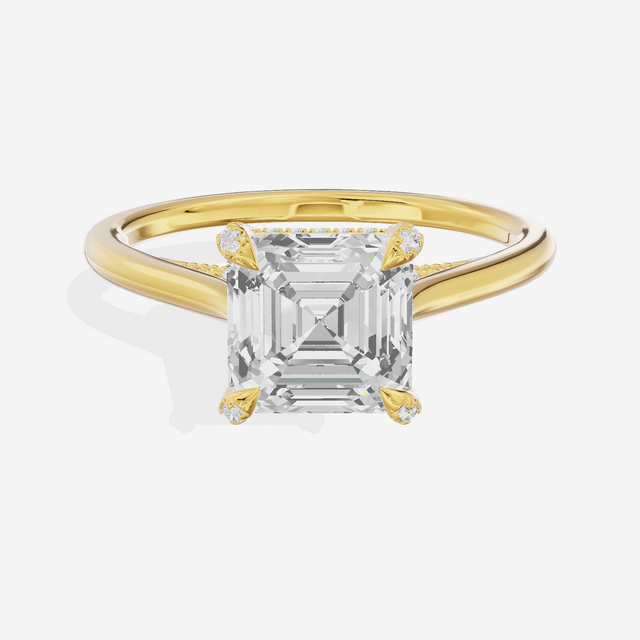 Grand Vowsae Asscher Engagement Ring with Side Stones (1/5 ct. tw.) in 18K Yellow Gold