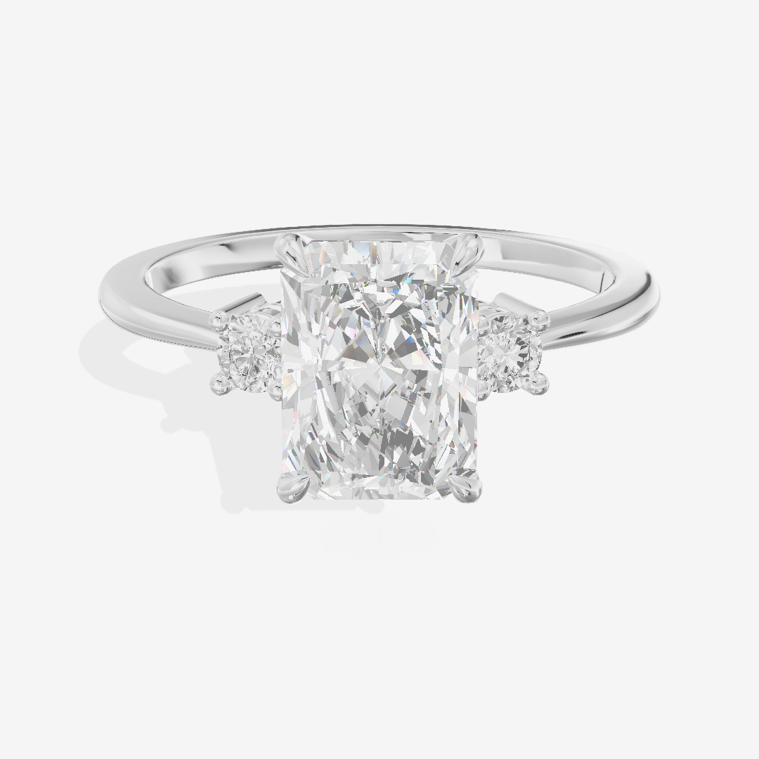 Eternal Aimora Radiant Three Stone Engagement Ring (1/10 ct. tw.) in 18K White Gold