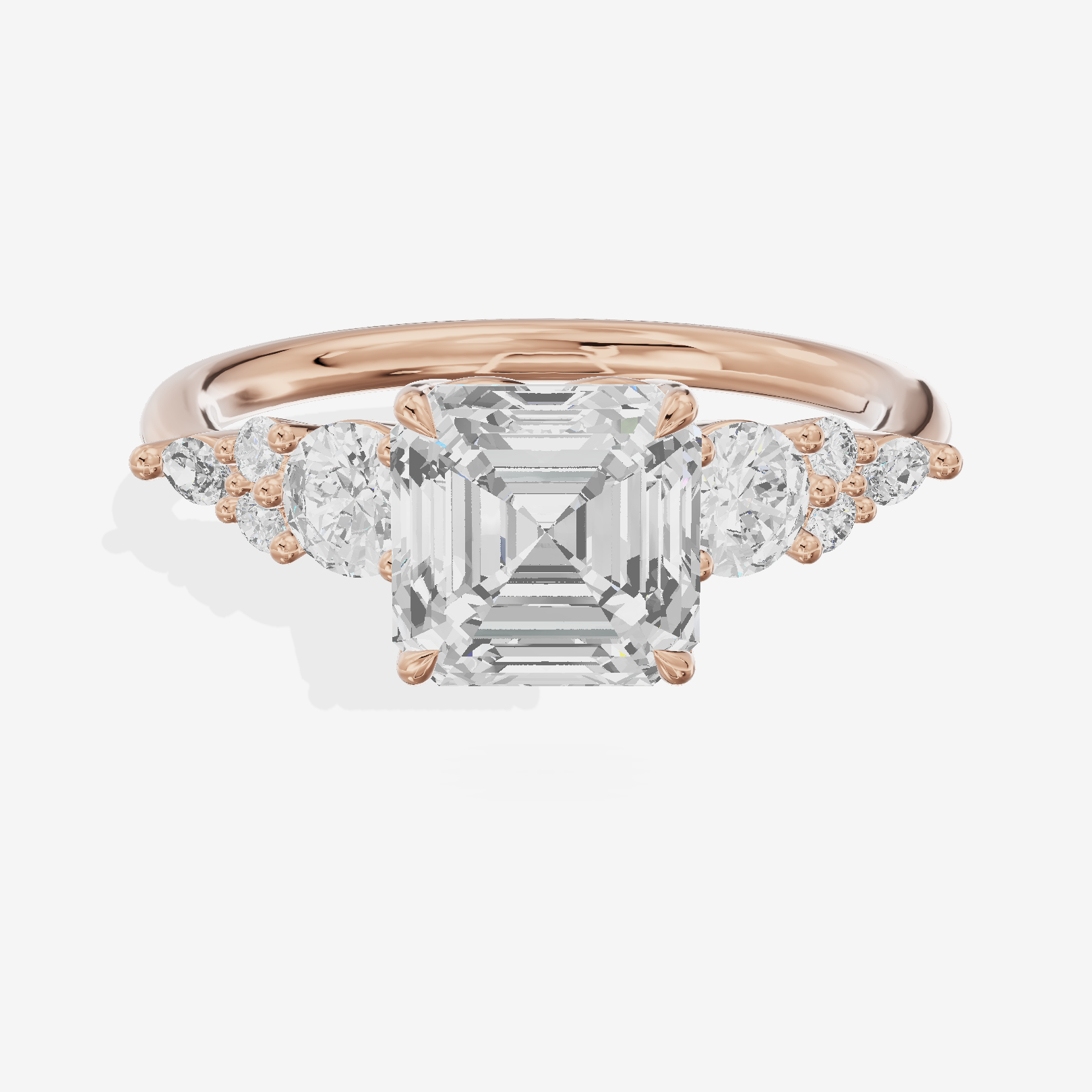 Triade Eternity Asscher Three Stone Engagement Ring (2/5 ct. tw.) in 18K Rose Gold
