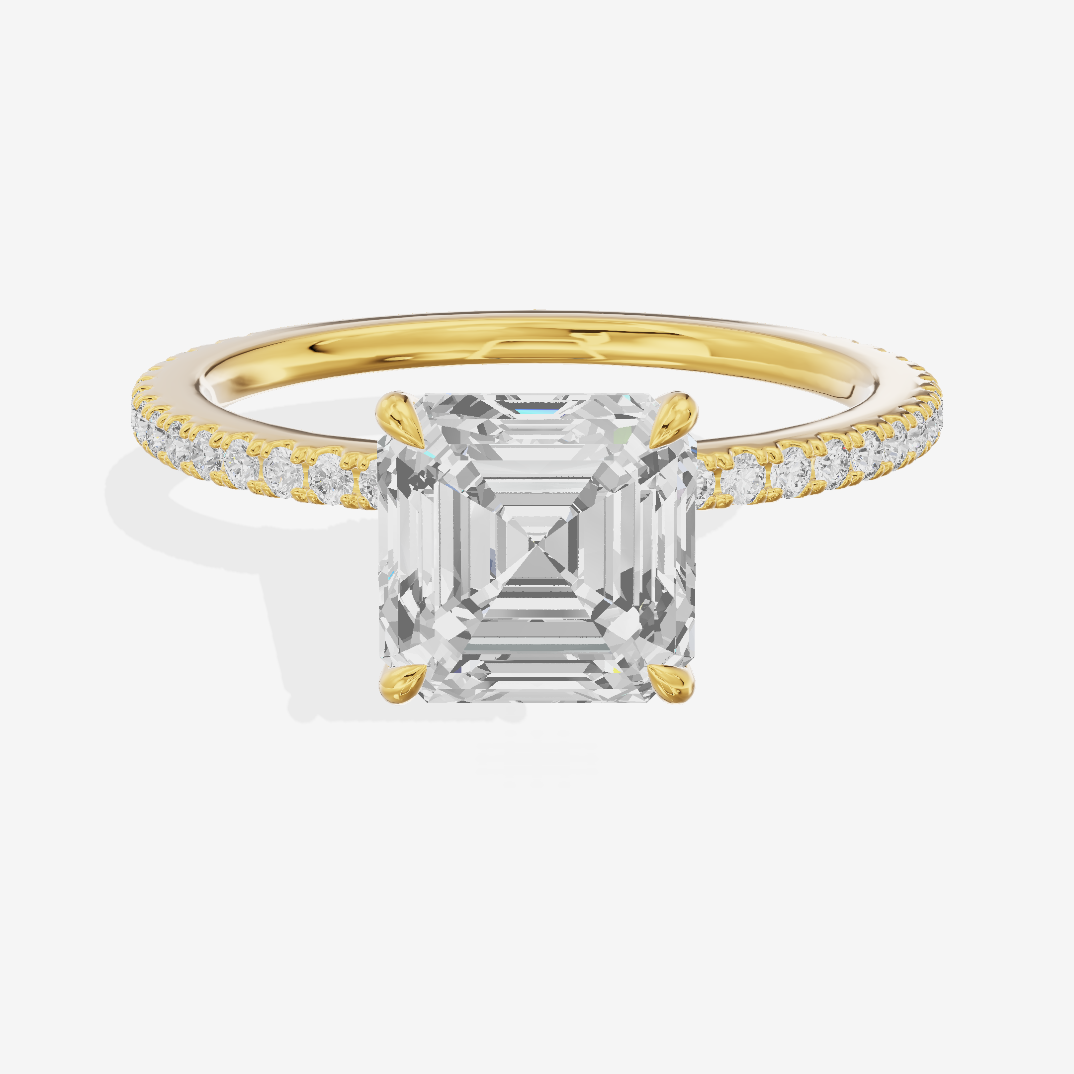Petite Cherubine Asscher Engagement Ring with Side Stones (1/3 ct. tw.) in 18K Yellow Gold