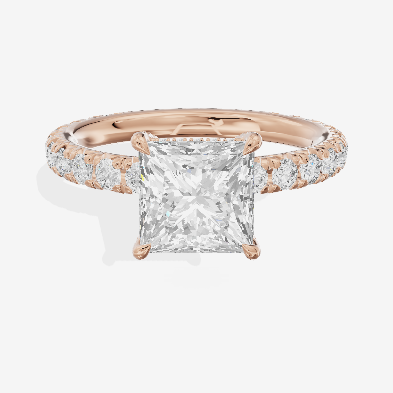 Eternal Coeurine Princess Engagement Ring with Side Stones (3/5 ct. tw.) in 18K Rose Gold