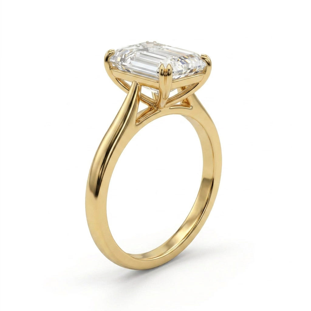 Solitaire Emerald Engagement Ring (3.12 ct.) in 18K Yellow Gold