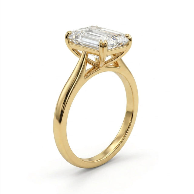 Solitaire Emerald Engagement Ring (3.12 ct.) in 18K Yellow Gold