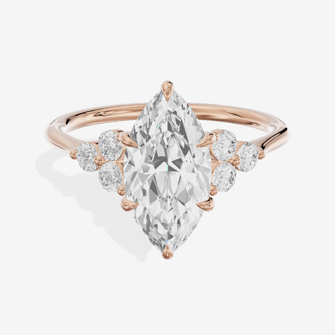 Luxe Trueheart Marquise Engagement Ring with Side Stones (1/5 ct. tw.) in 14K Rose Gold