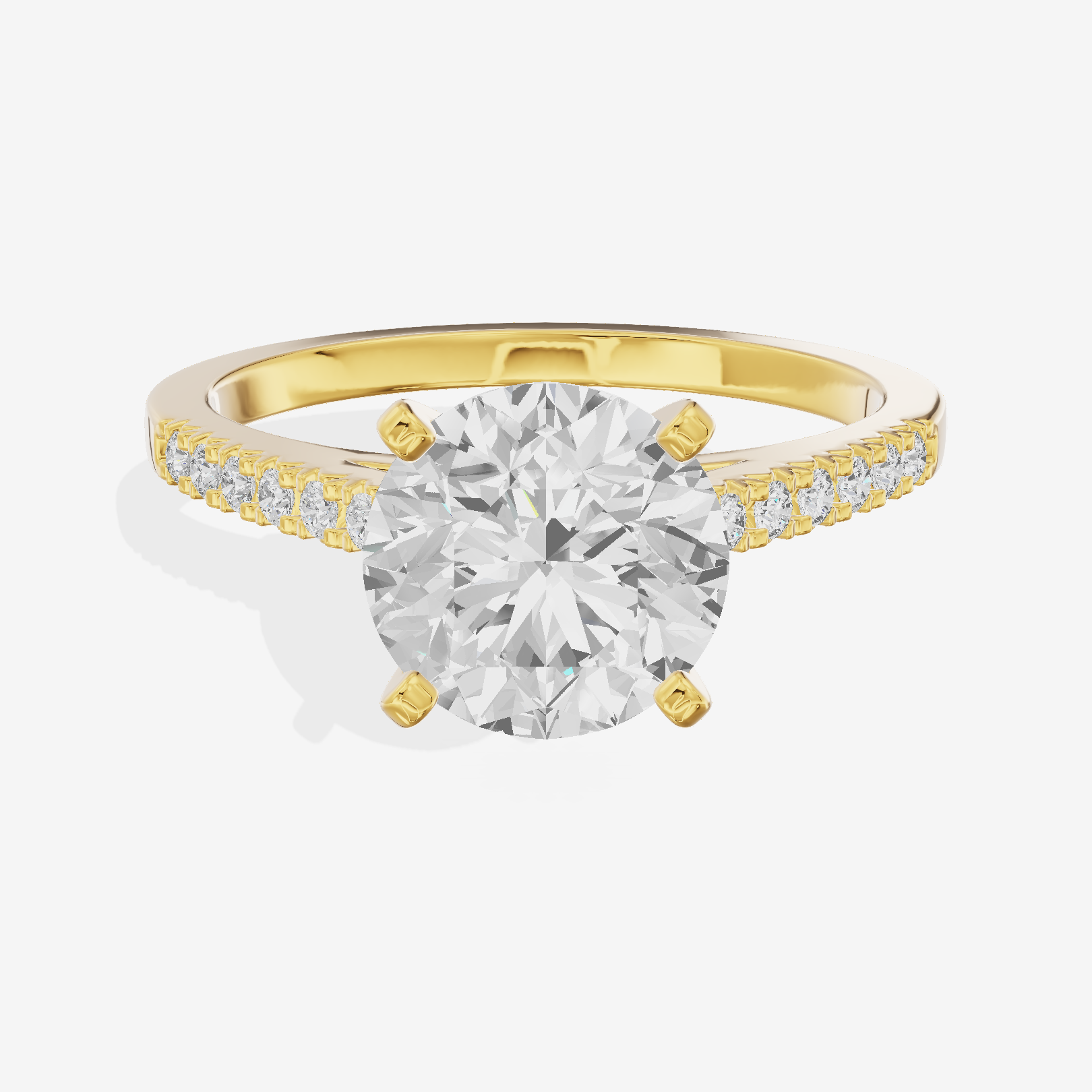 Sworn Vowsae Round Engagement Ring with Side Stones (1/10 ct. tw.) in 18K Yellow Gold