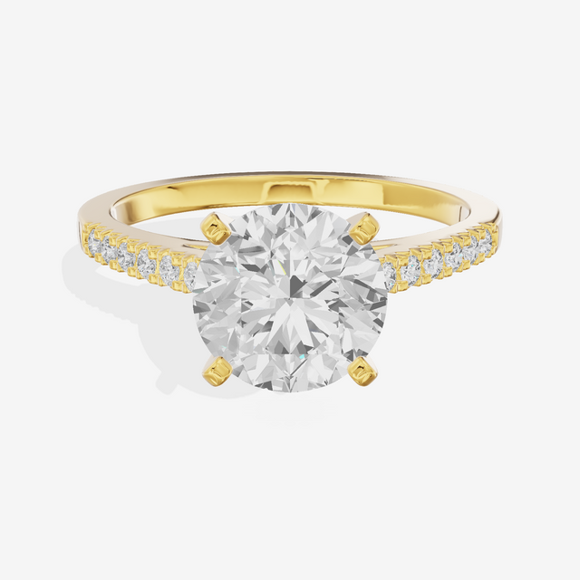Sworn Vowsae Round Engagement Ring with Side Stones (1/10 ct. tw.) in 18K Yellow Gold