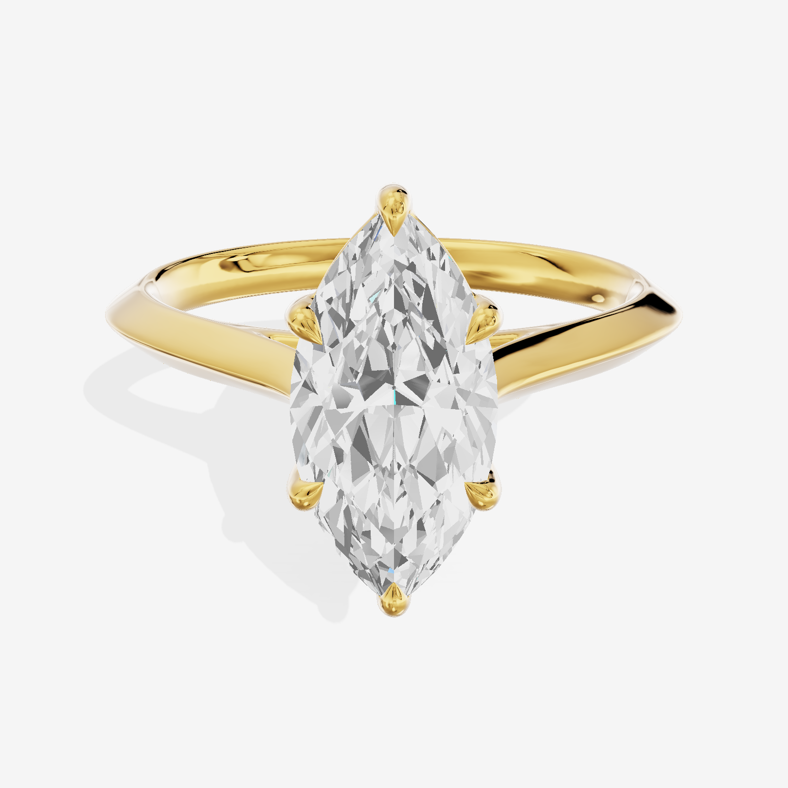 Belovae Solitaire 2mm Marquise Engagement Ring in 14K Yellow Gold