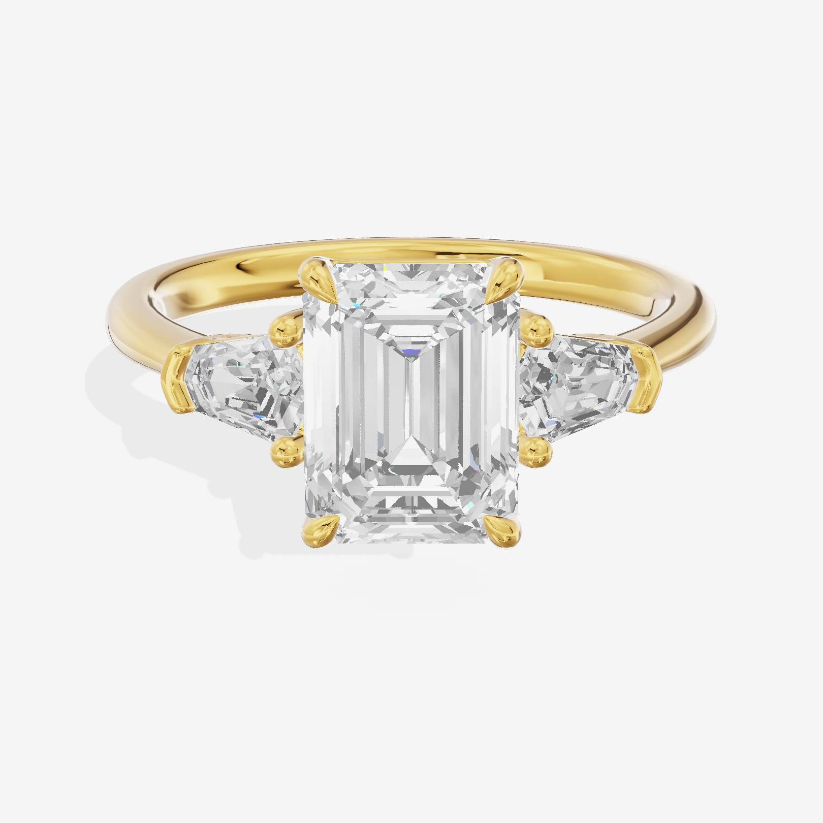 Maia Three Stone Emerald Engagement Ring (1/4 ct. tw.) in 14K Yellow Gold