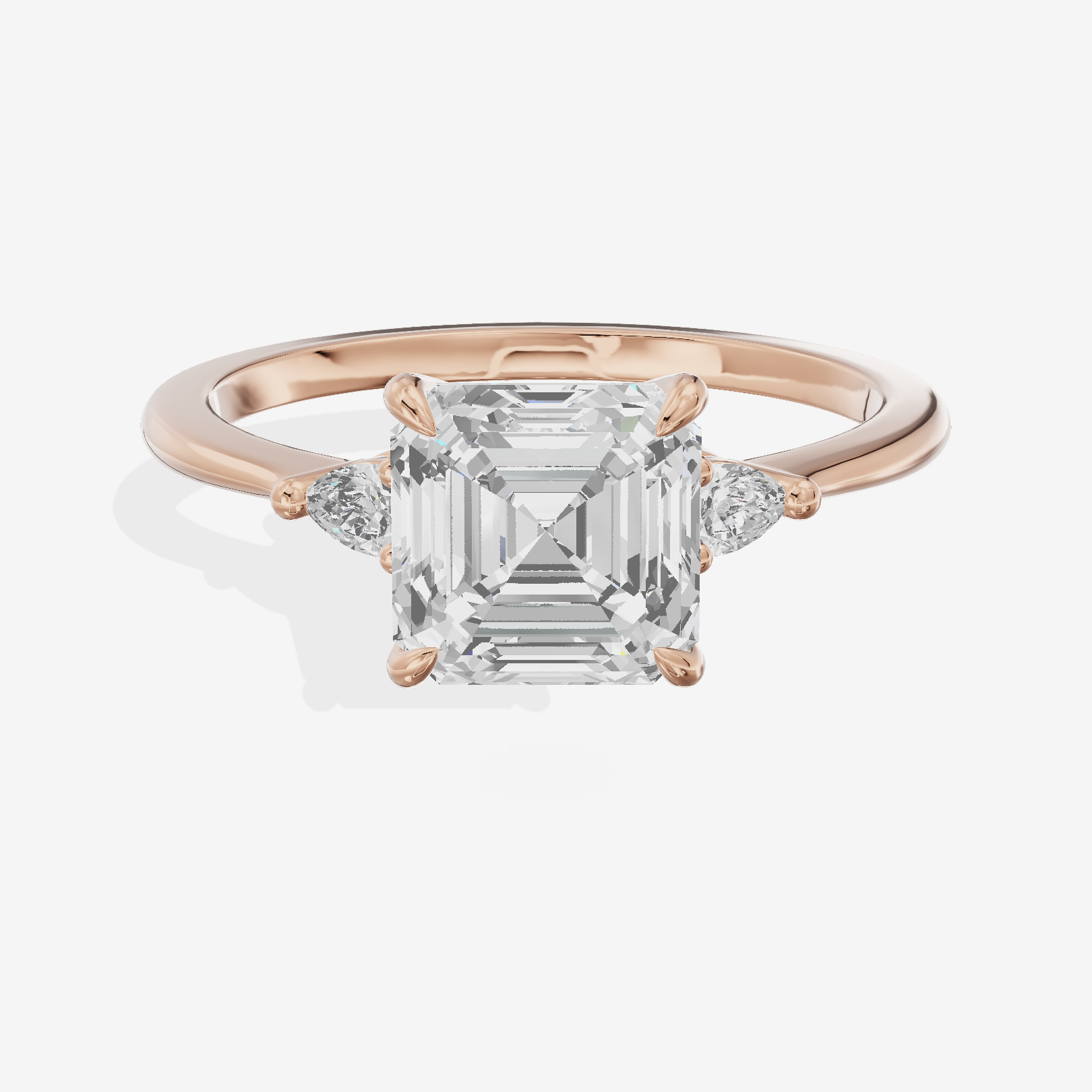 Lateria Three Stone Asscher Engagement Ring (1/2 ct. tw.) in 14K Rose Gold