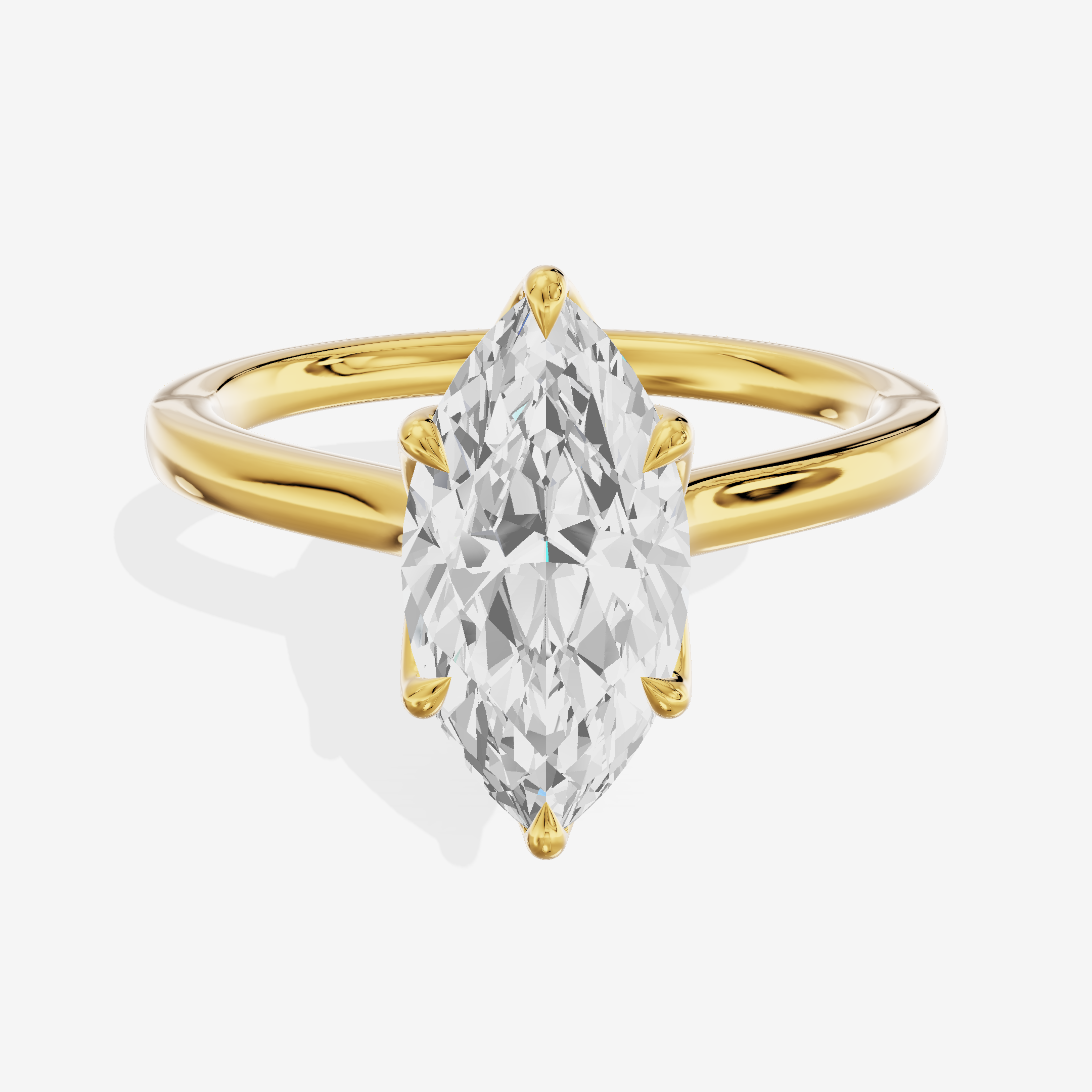 Pendulae Ring 1.8mm Marquise Solitaire Engagement Ring in 14K Yellow Gold