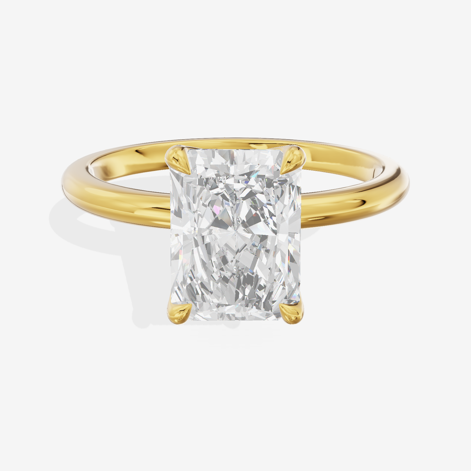 Modern Coeurine 1.5mm Radiant Bezel Engagement Ring in 14K Yellow Gold