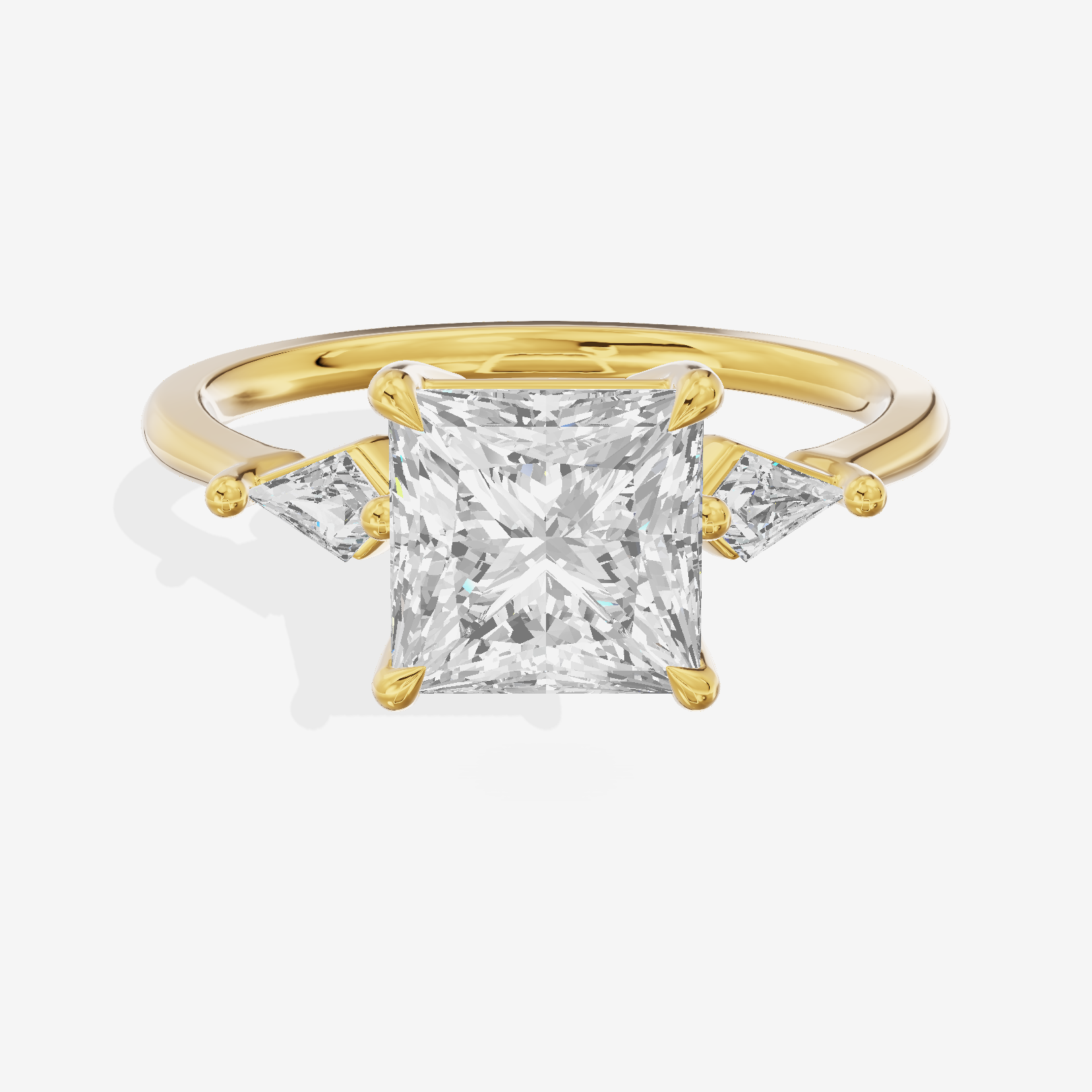 Whispered Triade Princess Three Stone Engagement Ring (1/10 ct. tw.) in 18K Yellow Gold