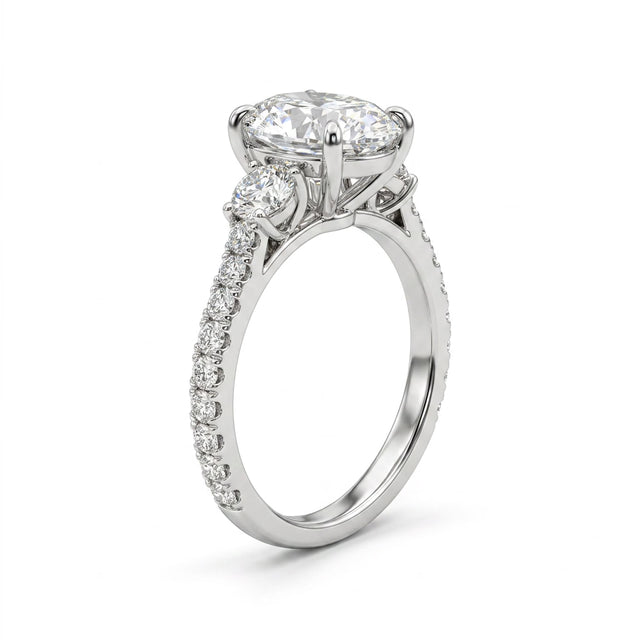 Cathedral Solitaire Pavé Oval Engagement Ring (3.34 ct. tw.) in Platinum