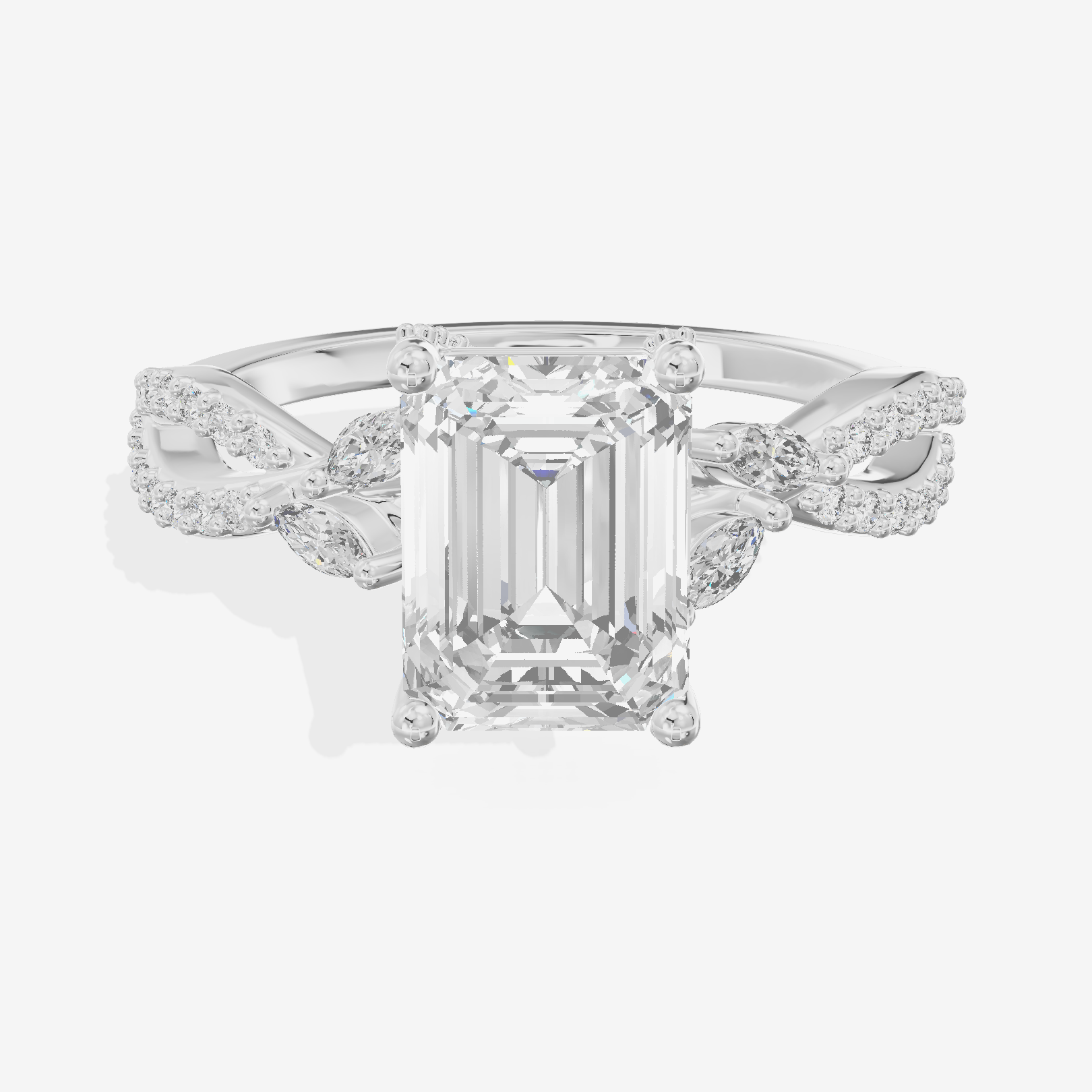 Luxe Heartline 1.5mm Emerald Engagement Ring with Side Stones (1/3 ct. tw.) in Platinum