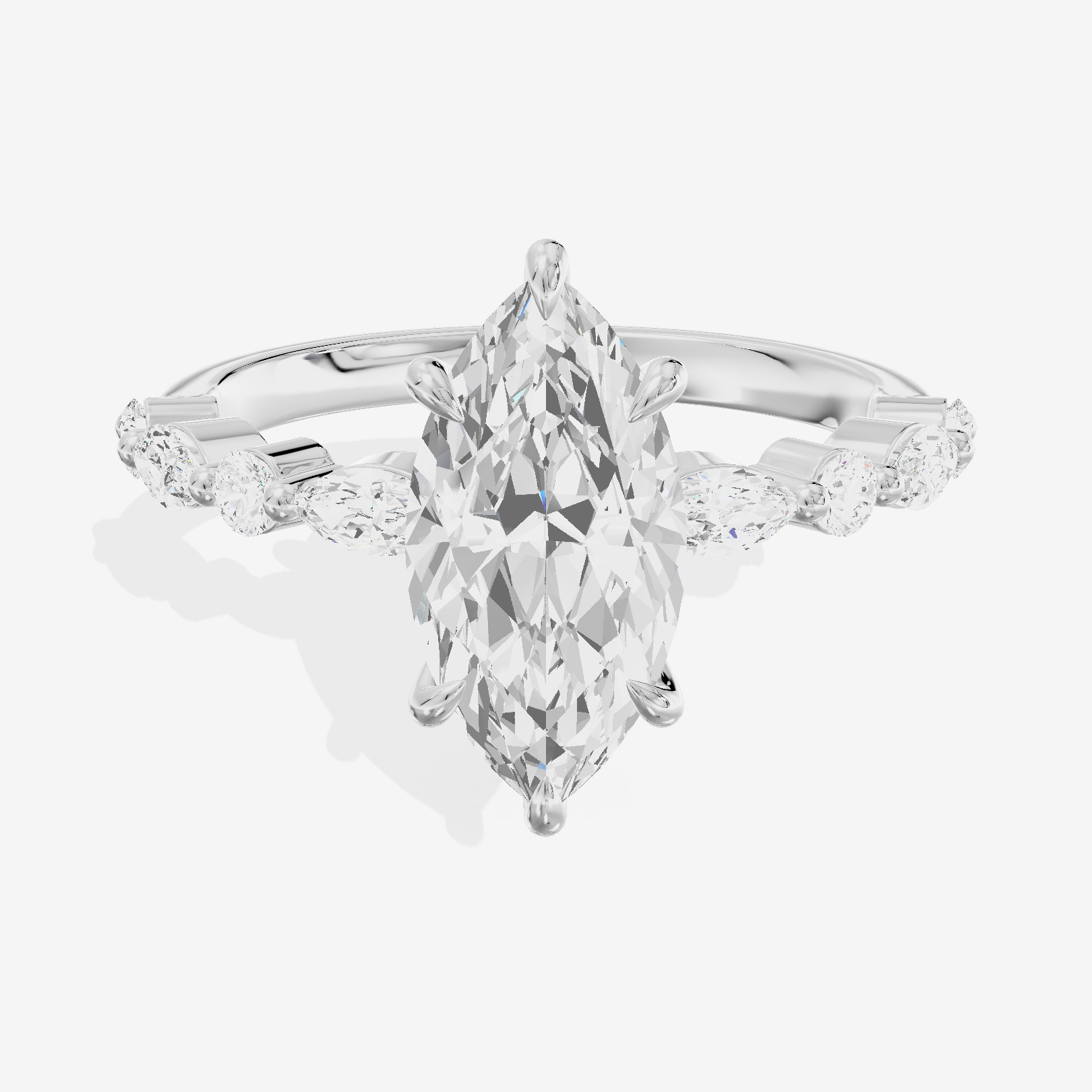 Vintage Selenia Marquise Engagement Ring with Side Stones (1/4 ct. tw.) in 14K White Gold