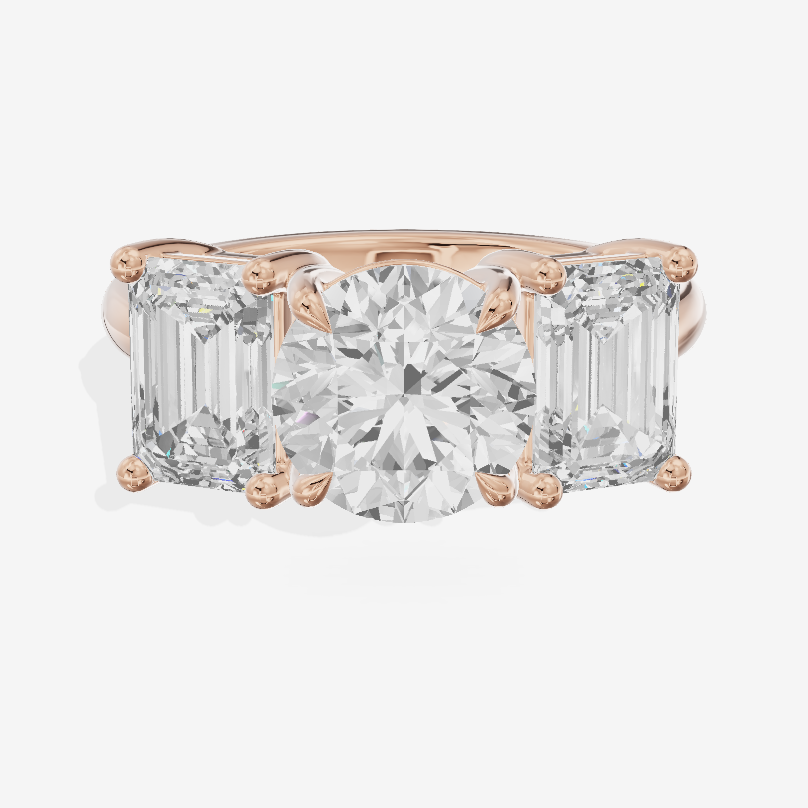 Luxe Whisper Three Stone Round Engagement Ring (3/4 ct. tw.) in 14K Rose Gold