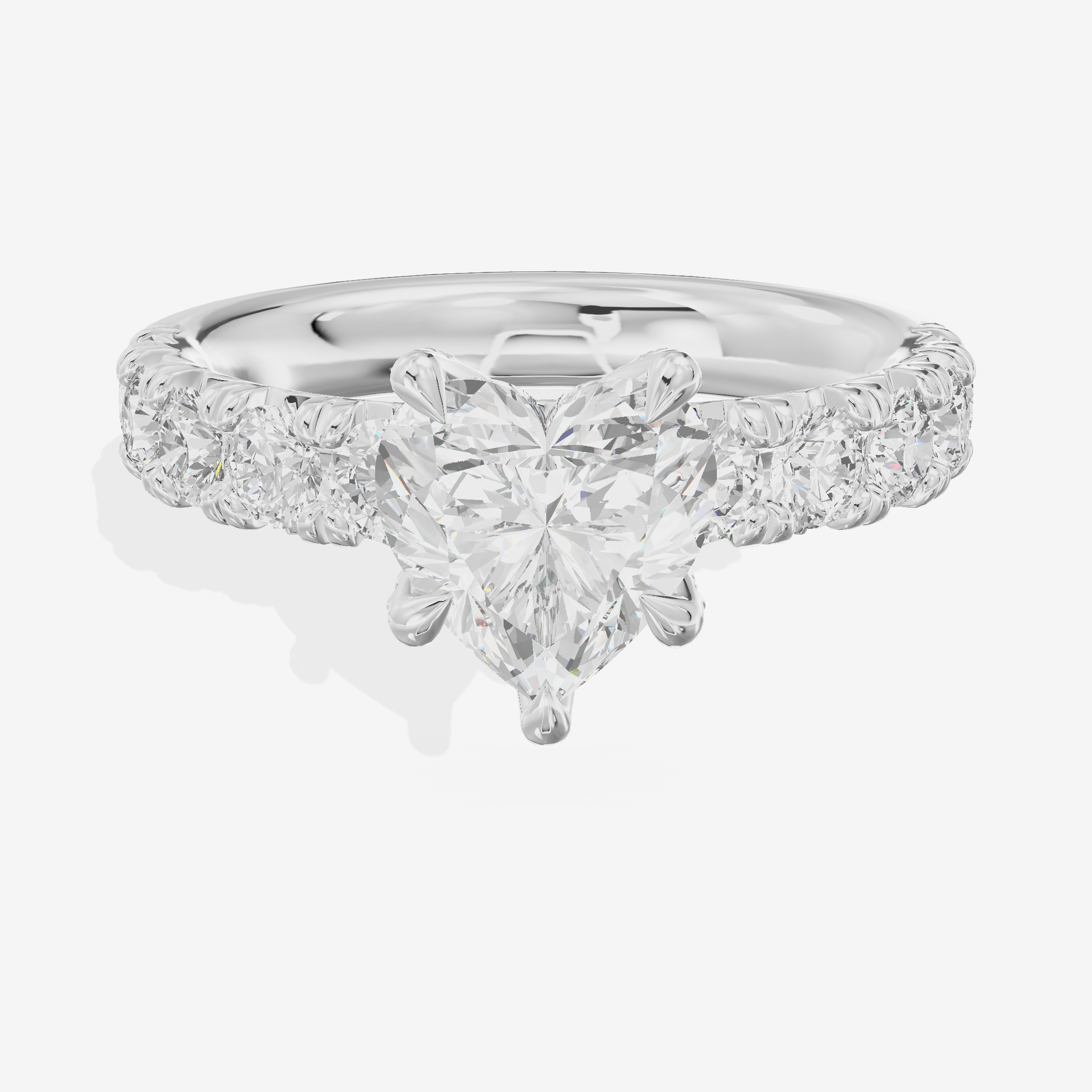 Lustrous Aurea Heart Engagement Ring with Side Stones (3/4 ct. tw.) in 18K White Gold