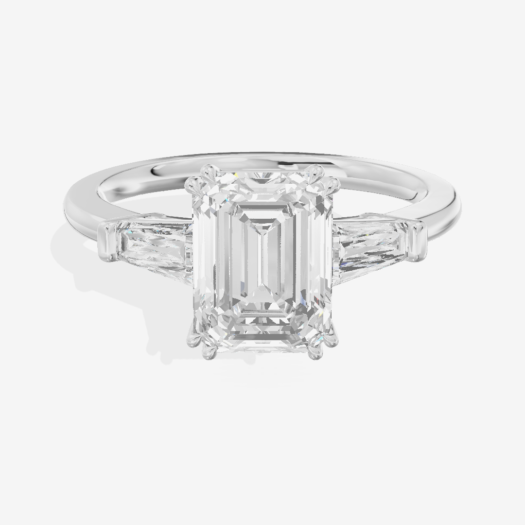 Lateria Three Stone Emerald Engagement Ring (1/2 ct. tw.) in Platinum
