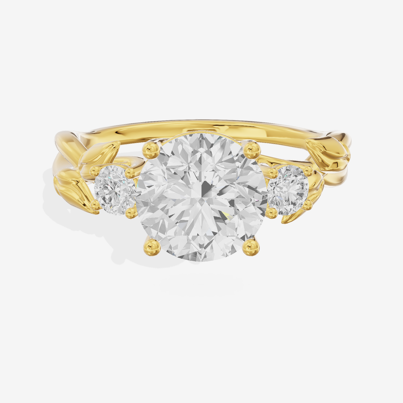 Solea Three Stone Round Engagement Ring (1/6 ct. tw.) in 18K Yellow Gold