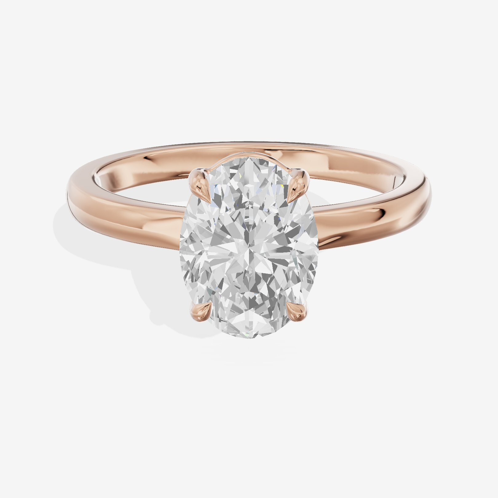 Lumina Ring 2mm Oval Solitaire Engagement Ring in 14K Rose Gold