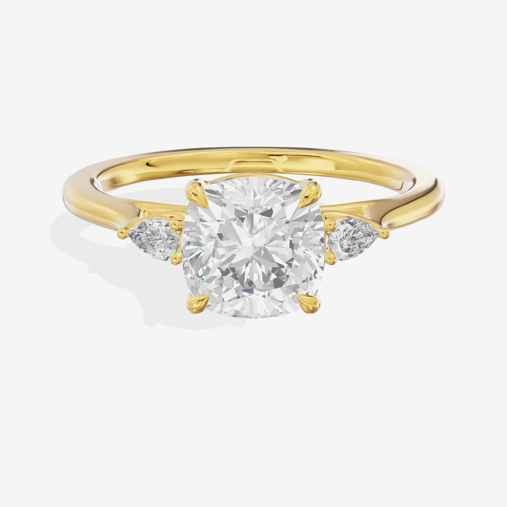 Royal Sincere Three Stone Cushion Engagement Ring (2/3 ct. tw.) in 14K Yellow Gold