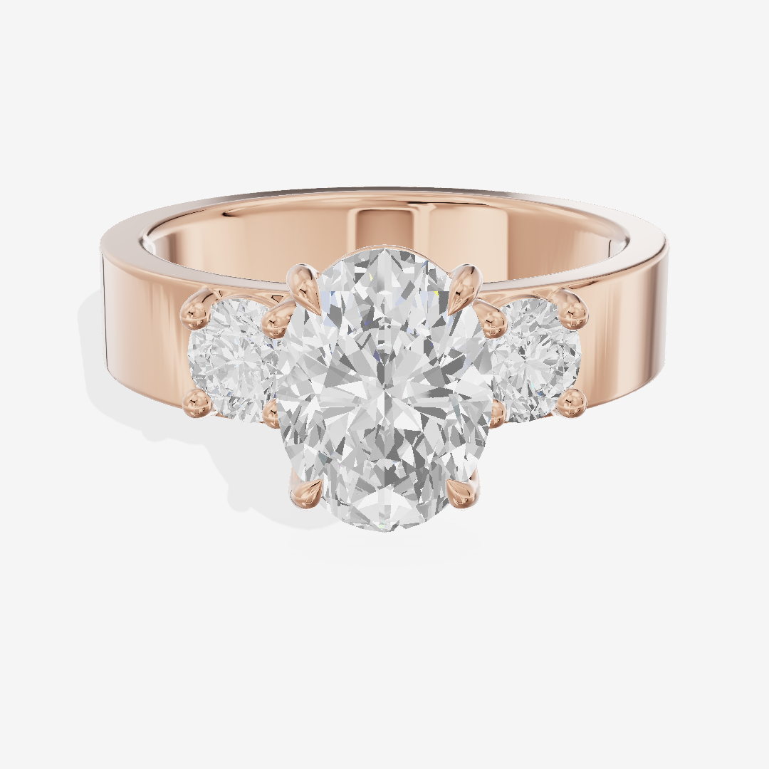 Royal Vowsae Three Stone Oval Engagement Ring (1/2 ct. tw.) in 18K Rose Gold