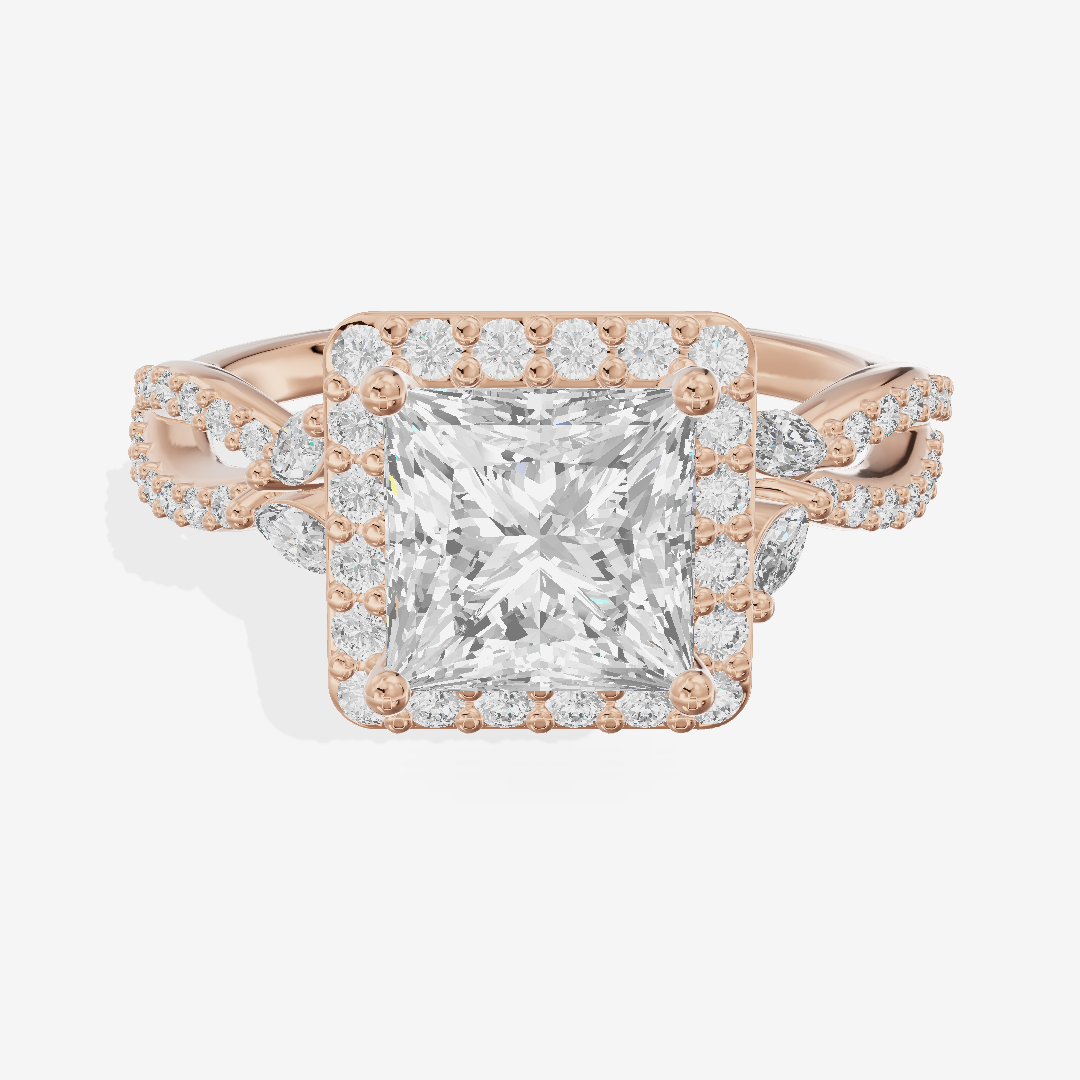 Luxe Reverya Princess Hidden Halo Engagement Ring (2/5 ct. tw.) in 18K Rose Gold