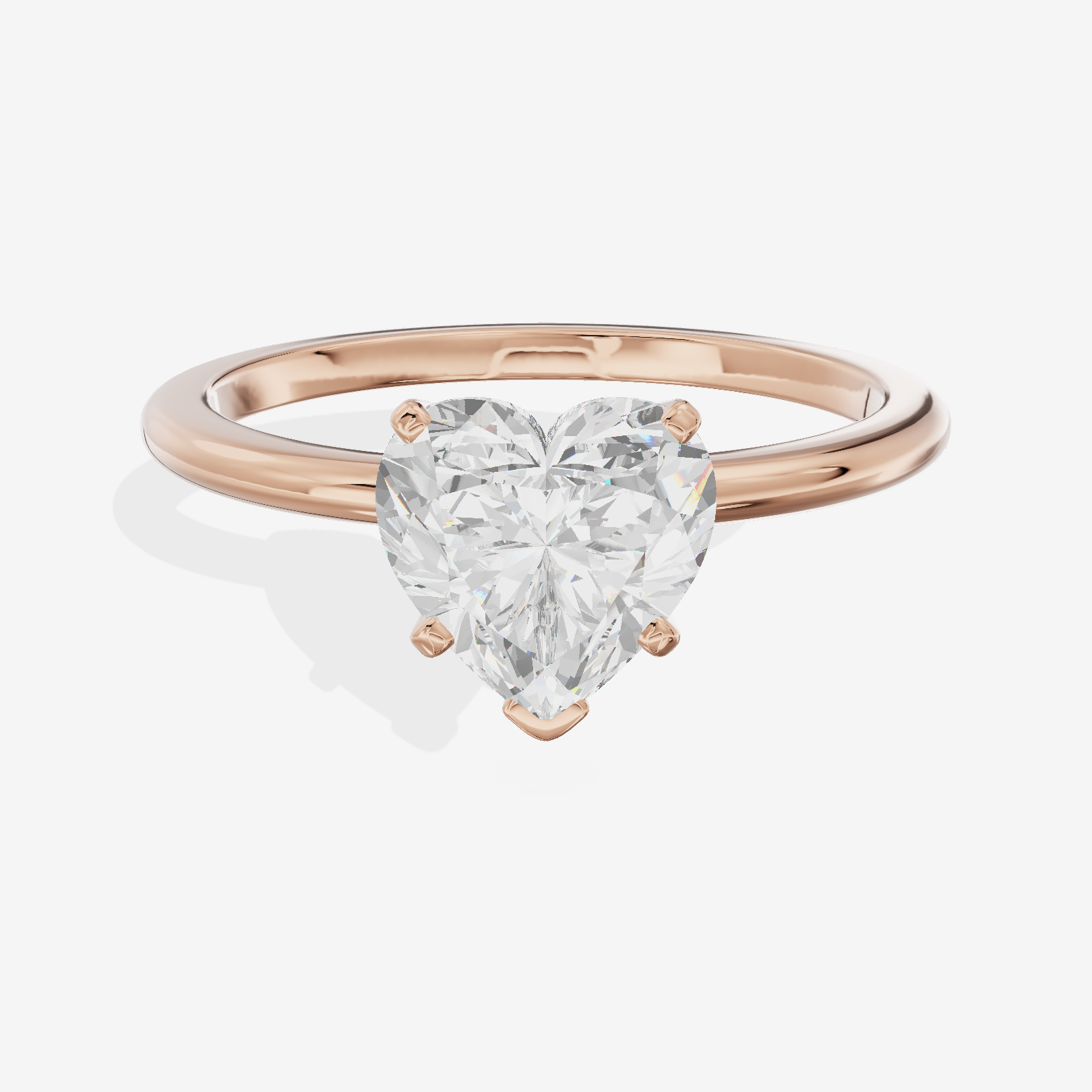 Coeurine 1.5mm Heart Comfort Fit Engagement Ring in 14K Rose Gold