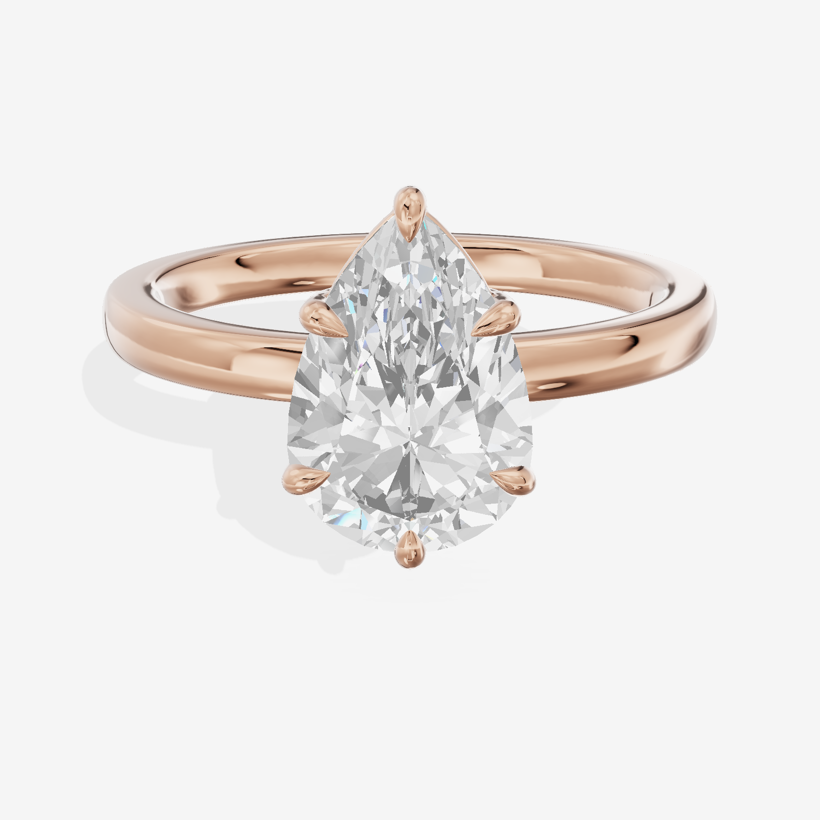 Heartline 2mm Pear Solitaire Engagement Ring in 14K Rose Gold